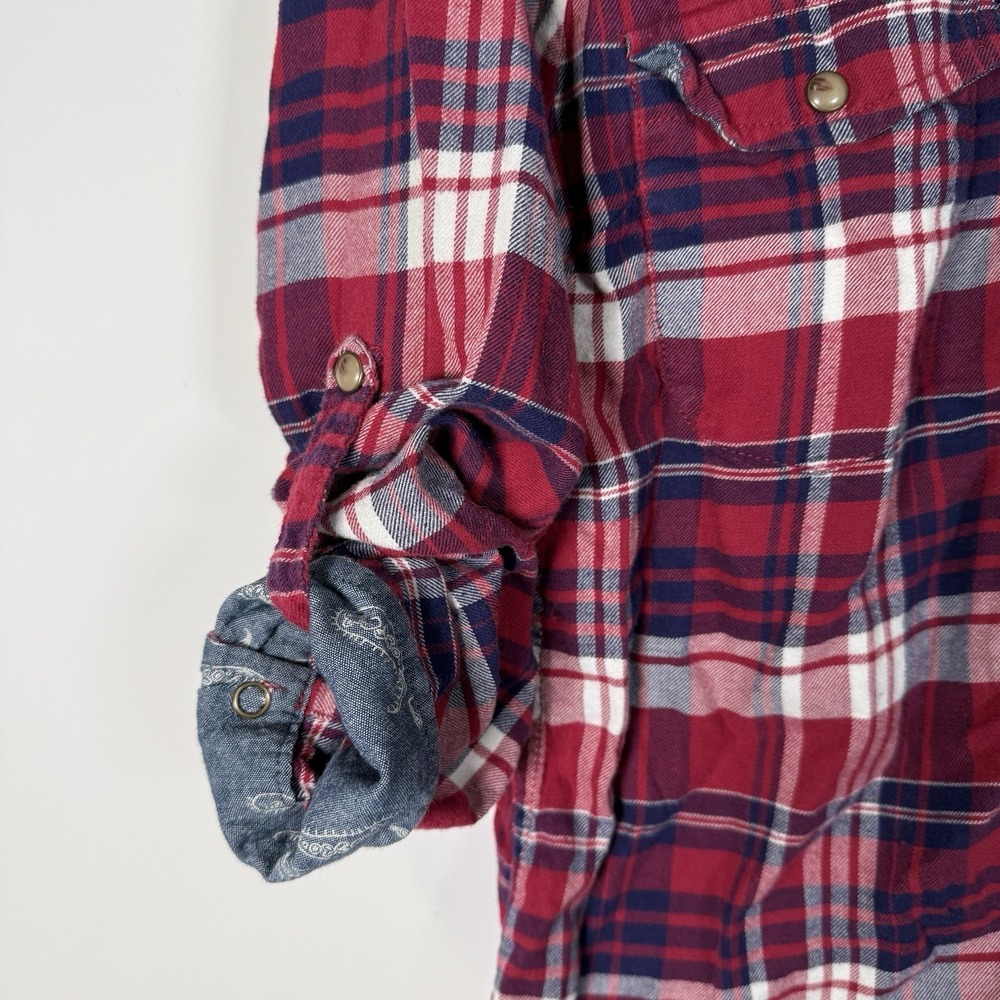 Jachs Girlfriend Women's Small Flannel Shirt Red Plaid Comfort Stretch - Picture 5 of 6